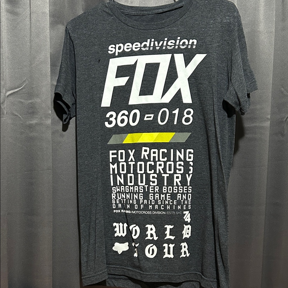 Fox Men's Short Sleeve Tee - Gray with White and Yellow Accents